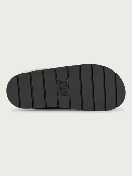 Armani Exchange чехли дамски от велур кафяво