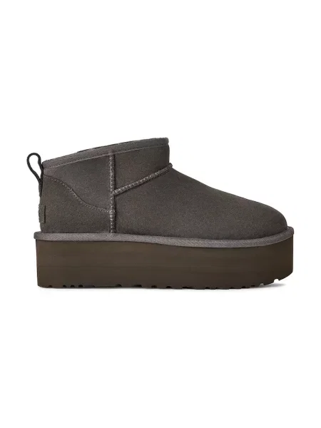 UGG cizme de zăpadă din piele întoarsă Classic Ultra Mini Platform gri