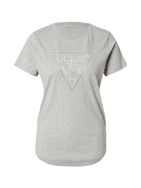 GUESS Tricou gri amestecat / transparent alb
