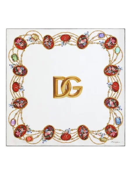 Fular Dolce & Gabbana cu model floral cu imagine alb