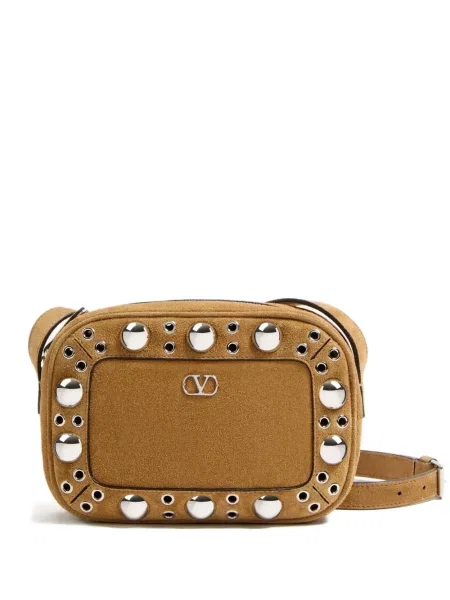 Geantă Valentino Garavani din piele de căprioară