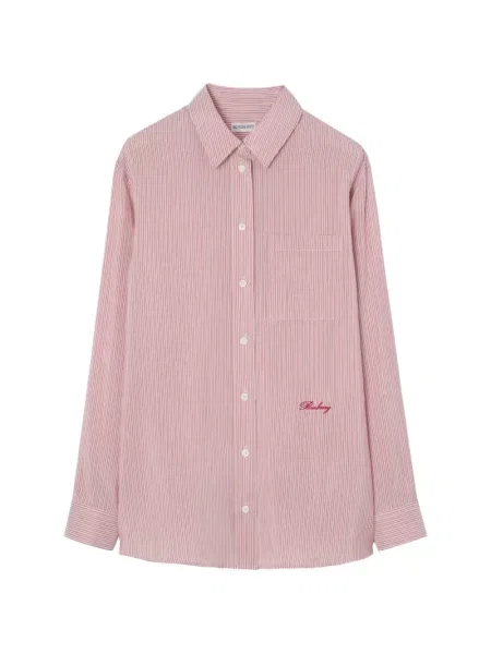 Cămașă Burberry de mătase cu dungi roz
