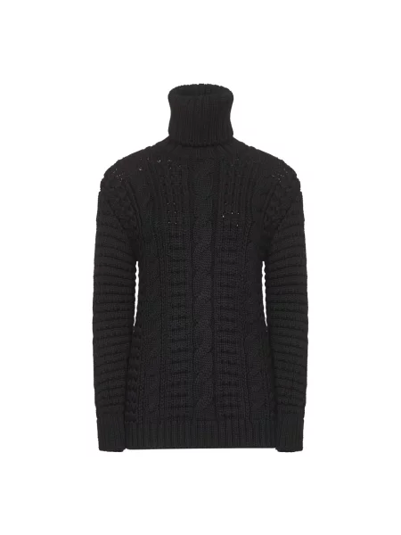 Sweter z golfem Moncler wełniany do golfa czarny
