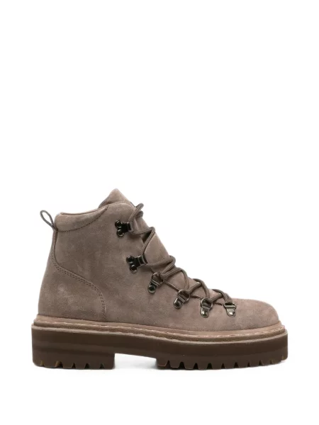 Botine Officine Creative cu șireturi din dantelă maro