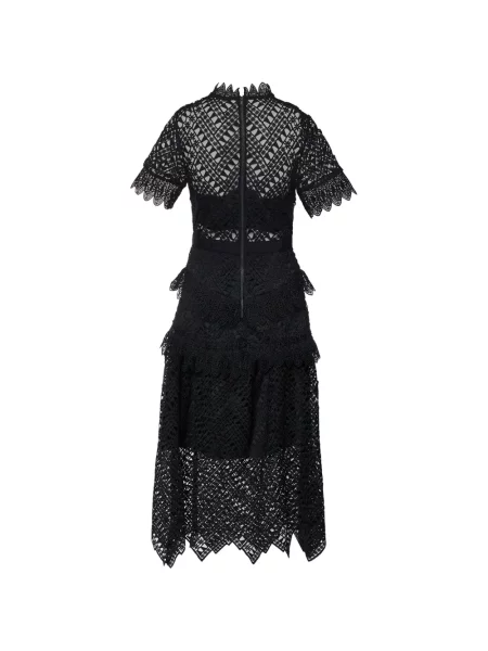 Rochie midi Self-portrait din dantelă negru
