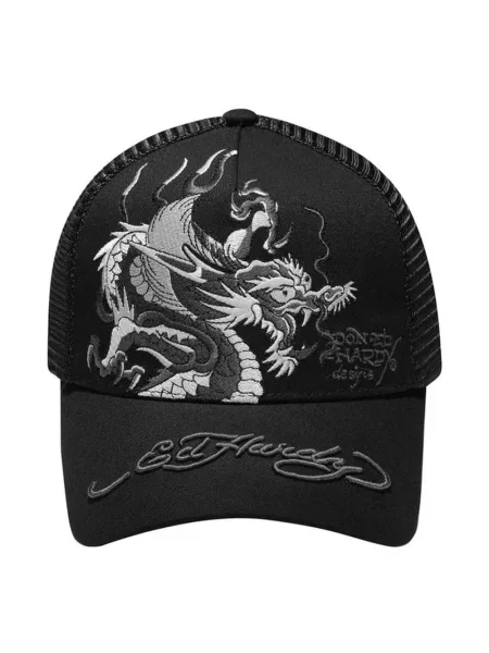 Czapka z daszkiem Ed Hardy z twillu czarna