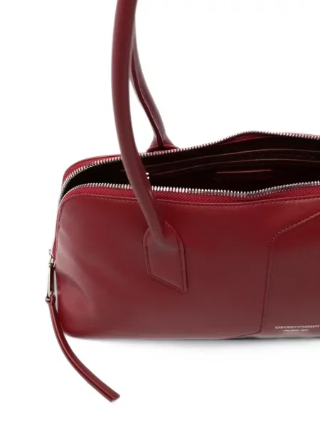 Кожена шопинг чанта Emporio Armani червено