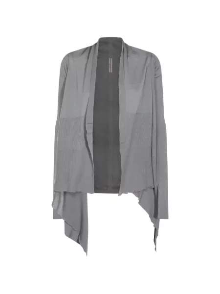Dzianinowy kardigan Rick Owens asymetryczny prążkowany szary