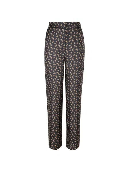 Pantaloni Max Mara de mătase cu imagine cu model paisley albastru