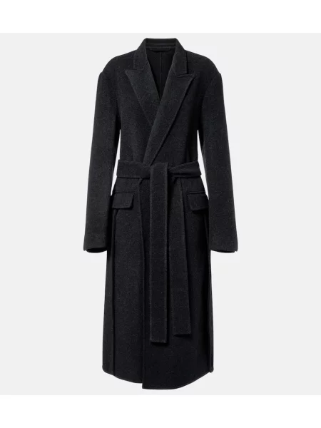 Płaszcz wełniany Phoebe Philo wełniany kopertowy szary