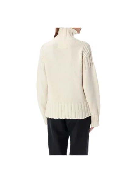 Sweter Jil Sander z wysokim kołnierzem beżowy