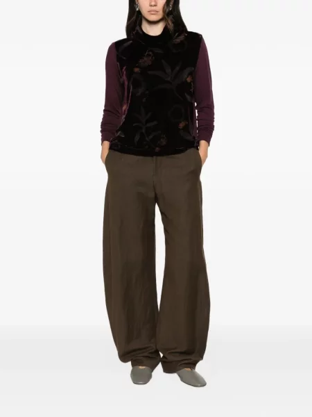 Bluză Why Ci de catifea cu model floral cu imagine violet