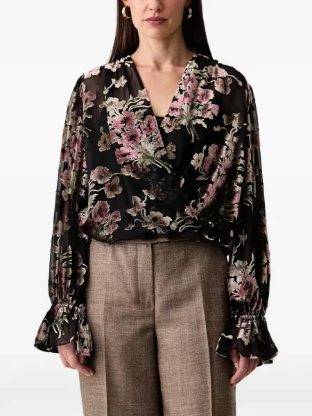 Bluză Luisa Spagnoli cu model floral plic negru