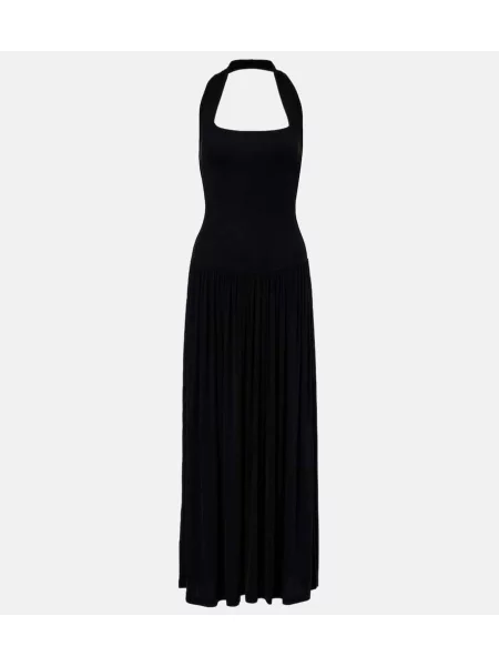 Rochie maxi Aya Muse cu gât halter de costum negru