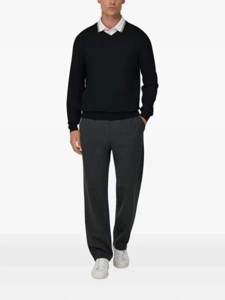Sweter Boggi Milano wełniany z dekoltem w serek czarny