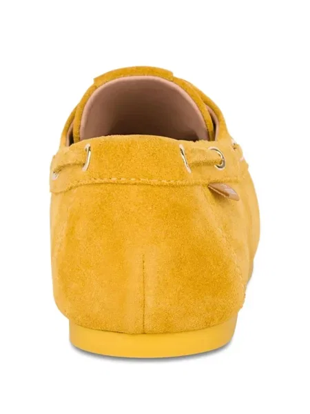 Велурени лоуфъри Love Moschino с връзки жълто