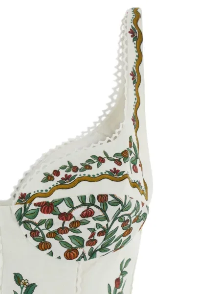 Maxi rochie maxi Farm Rio cu model floral de costum alb