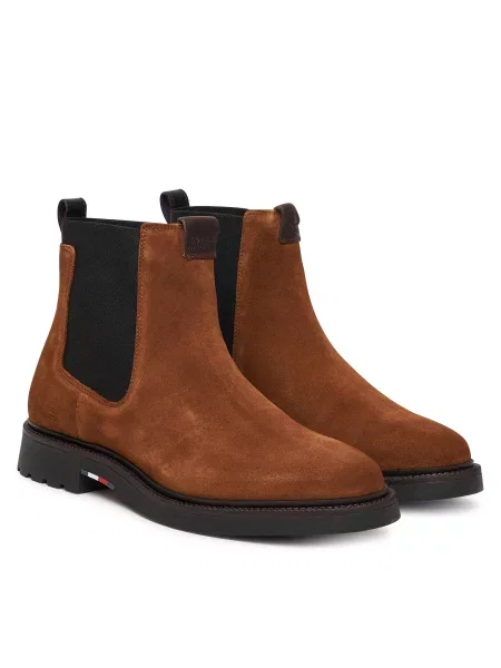 Kotníková obuv s elastickým prvkem Tommy Hilfiger hnědé