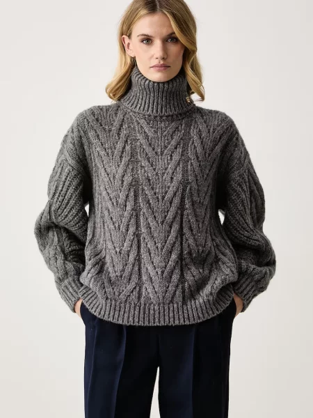 Elisabetta Franchi sweter z wełną alpaki szary
