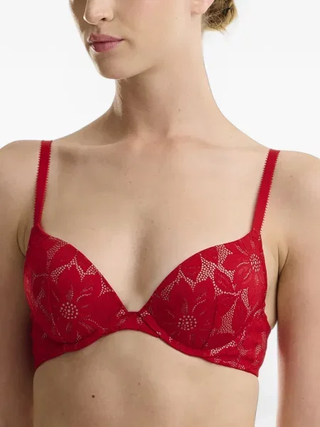 Сутиен Wolford на цветя с дантела червено