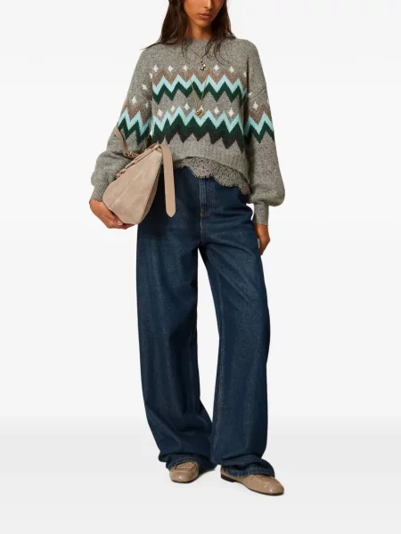 Pulover Twinset din jacard gri