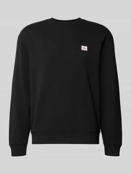 Bluza z detalem z logo i okrągłym dekoltem Calvin Klein Jeans czarna