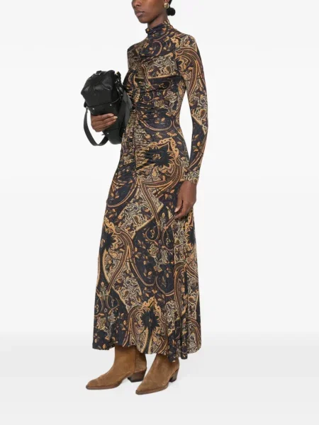 Rochie maxi Ulla Johnson cu imagine cu model paisley albastru