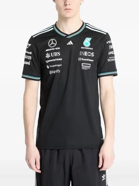 Lung hanorac Adidas cu dungi cu imagine negru
