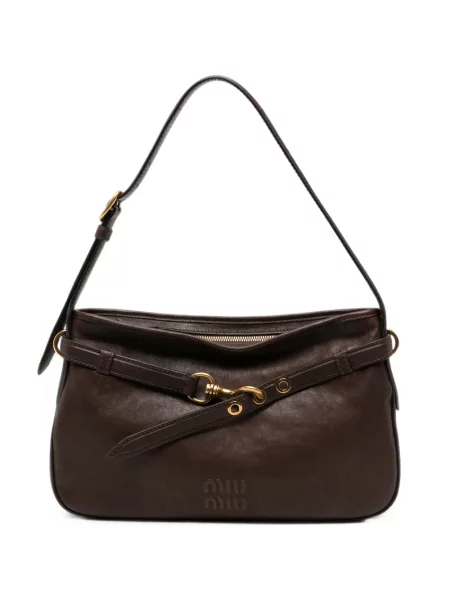 Geantă shopper Miu Miu din piele maro