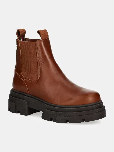 Боти челси Tommy Hilfiger COMBAT LEATHER LOW CHELSEA с платформа кафяво
