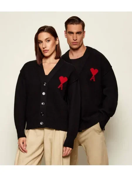 AMI Paris De lână cardigan negru