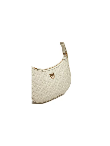 Rankinė PINKO Half Moon Mini Fl AI PLTT Écru