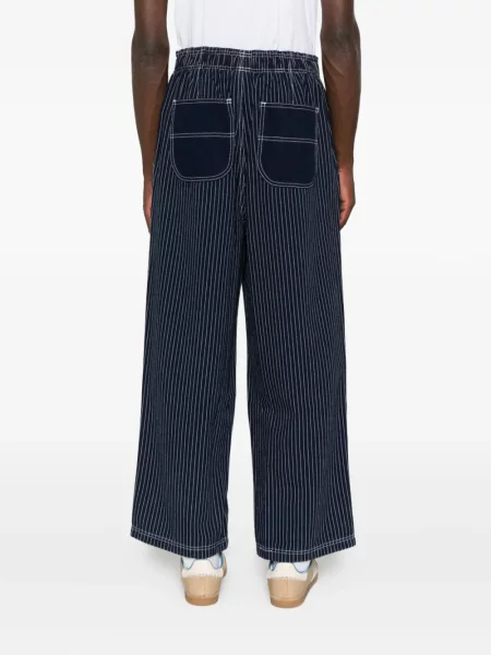 Geacă parka Adidas cu dungi cu glugă cu șireturi albastru