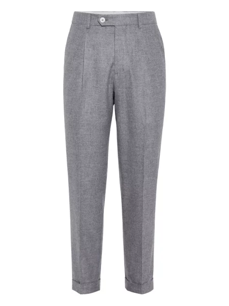 Flanelové kalhoty Brunello Cucinelli šedé