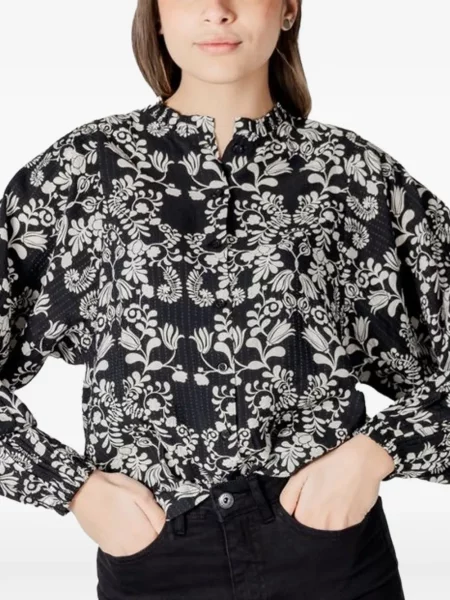 Bluză Ichi cu model floral cu imagine negru
