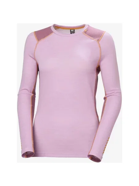Koszulka termiczna Helly Hansen Lifa Merino Midweight Crew z długim rękawem różowo liliowo pomarańczowa S różowa