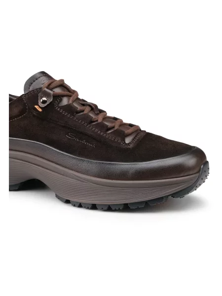 Sneakersy Santoni skórzane brązowe