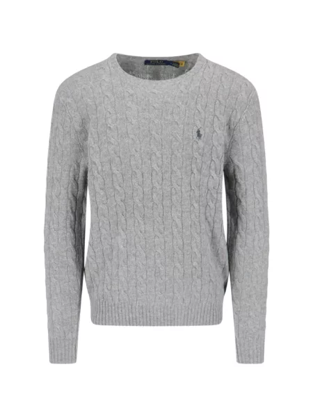 Matlasat tricou polo Polo Ralph Lauren de lână cu decolteu în V albastru