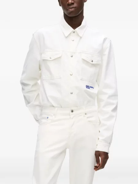 Grafický džínová košile Karl Lagerfeld Jeans s potiskem bílá