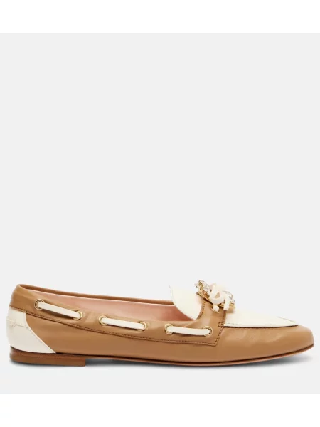 Pantofi loafer Roger Vivier din piele bej