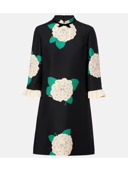 Rochie Valentino cu model floral din crep negru
