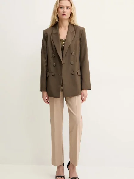 Піджак Armani Exchange двобортний однотонний зелений