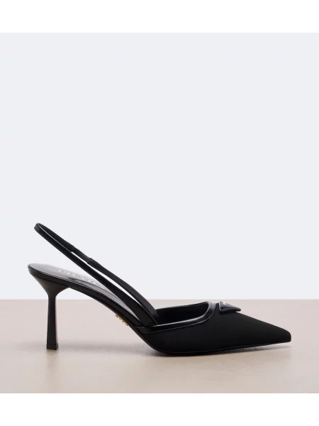Pantofi cu toc Prada din piele slingback negru