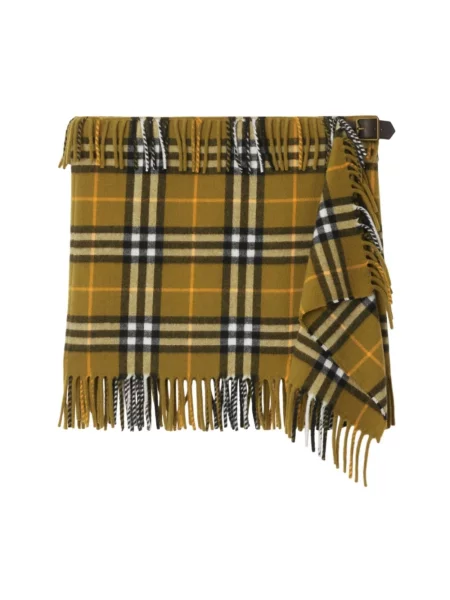 Spódnica mini Burberry z frędzli z kaszmiru asymetryczna żółta