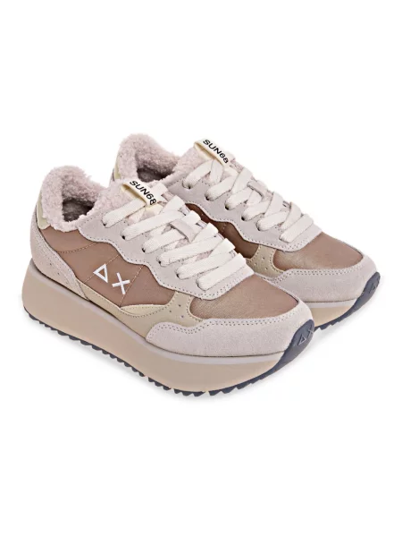 Sneakersy Sun68 typu teddy beżowe