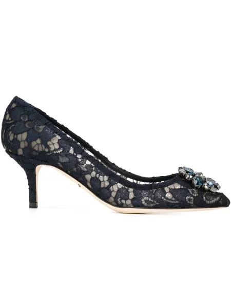 Pantofi cu toc Dolce & Gabbana din dantelă albastru