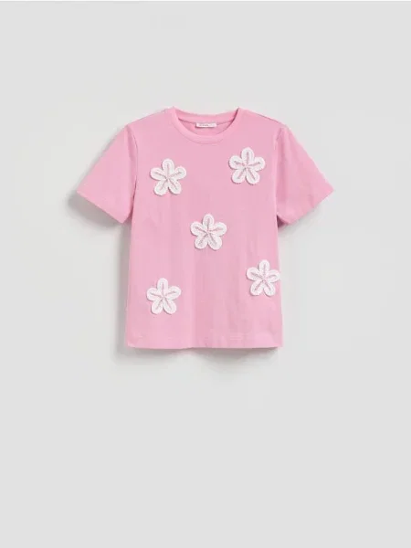 Reserved Tricou cu broderie roz