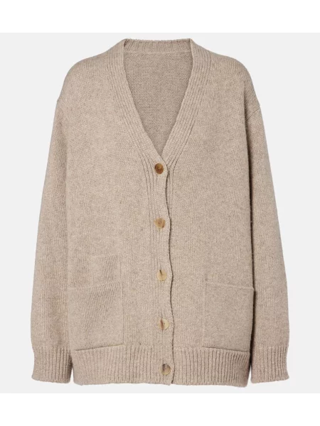 Cardigan The Row din cașmir bej