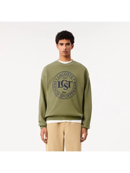 Lacoste Luźna Bluza Z Grafiką zielona