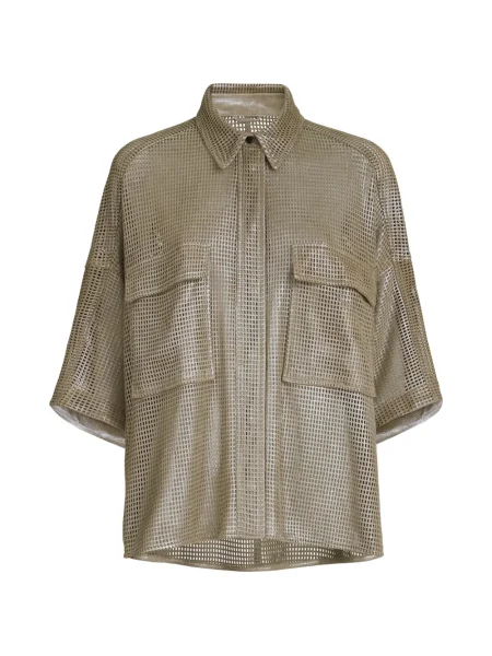 Cămașă Brunello Cucinelli scurtă verde
